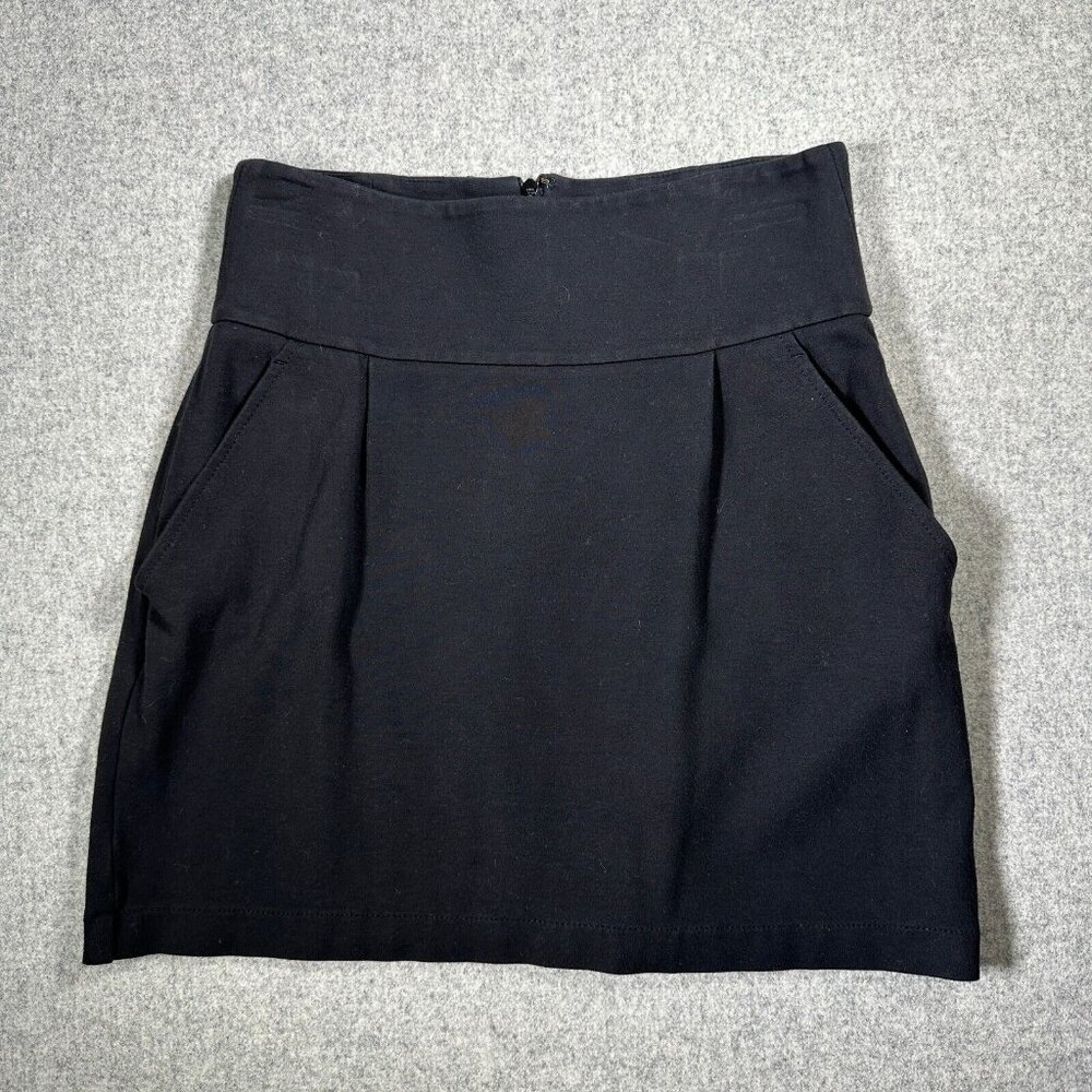 Theory Size 6 Womens Mini Skirt Black Pockets Stretch‎ Pleated Zip